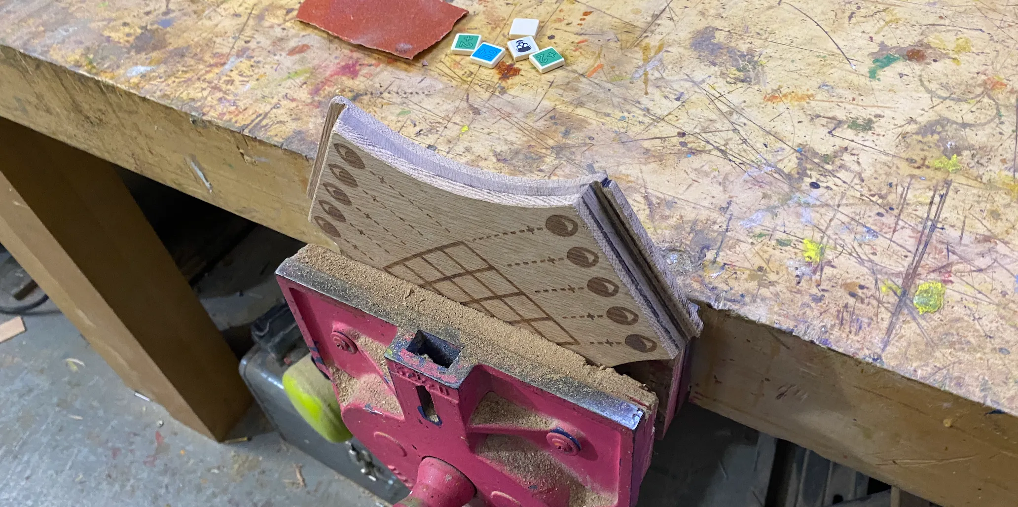 Sneaky Town board game in construction